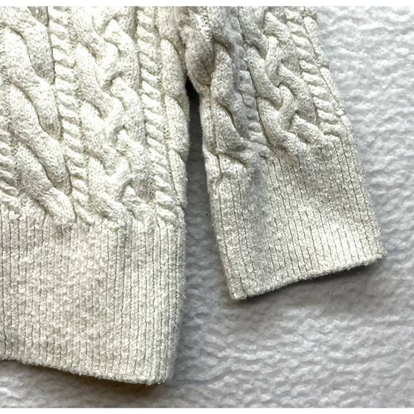 Free People Sweater Womens Medium Cream Every Cloud Cable Knit Collared Cozy - Picture 5 of 10